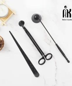 Bộ phụ kiện chăm sóc nến thơm cao cấp Kioku 3 món gồm khêu, chuông, kéo cắt bấc kim loại
