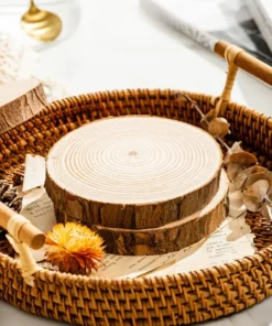 Đế Nến Thơm, Lót Cốc Ly Bằng Khoanh Gỗ tTròn Xinh Xắn Decor Chụp Ảnh