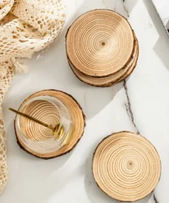 Đế Nến Thơm, Lót Cốc Ly Bằng Khoanh Gỗ tTròn Xinh Xắn Decor Chụp Ảnh